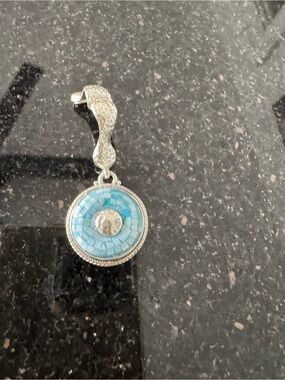 Sterling silver Pendant with Turquoise Mosaic Disc